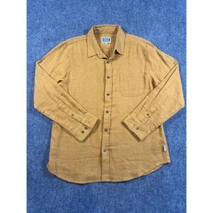 Cornerstore Bodega Mens XL Mustard Yellow Textured Cotton Button Down Shirt